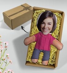 BK Gift Hediye Kutusunda Kişiye Özel Eğlenceli Surat Bebek Yastık-5, Arkadaşa Hediye, Sevgiliye Hediye, Doğum Günü Hediyesi