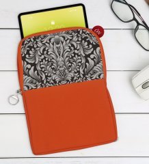 BK Gift Retro Motif Tasarımlı Taşınabilir Koruyucu Tablet Kılıfı & Organizer Çanta - Turuncu-2