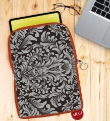 BK Gift Retro Motif Tasarımlı Taşınabilir Koruyucu Tablet Kılıfı & Organizer Çanta - Turuncu-2