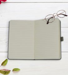 Kişiye Özel İsimli Gri Termo Deri Defter Kalem Seti-15