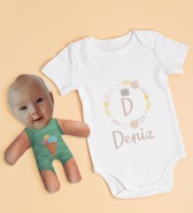 BK Kids Kişiye Özel Fotoğraflı Bebek Yastık ve Bebek Body Zıbın Hediye Seti - Model 7