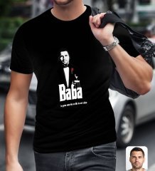 Kişiye Özel Godfather Baba Tasarımlı Siyah T-Shirt-3