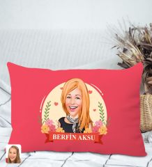 BK Gift Kişiye Özel Anneler Günü Karikatürlü Premium Kumaş Kırmızı Dikdörtgen Kırlent Yastık, Anneler Günü Hediyesi, Ev Dekorasyonu-6