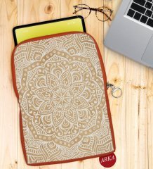 BK Gift Retro Motif Tasarımlı Taşınabilir Koruyucu Tablet Kılıfı & Organizer Çanta - Turuncu-1