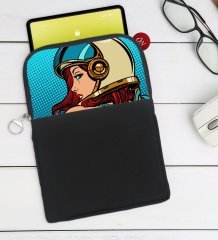 BK Gift Pop Art Tasarımlı Taşınabilir Koruyucu Tablet Kılıfı & Organizer Çanta - Siyah-14