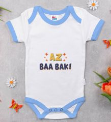 BK Kids Az Baa Bak Tasarımlı Mavi Bebek Body Zıbın-1