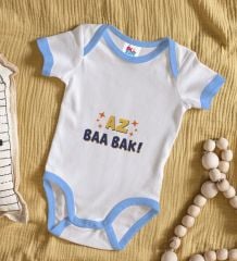 BK Kids Az Baa Bak Tasarımlı Mavi Bebek Body Zıbın-1