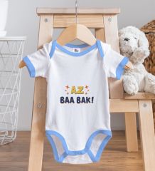 BK Kids Az Baa Bak Tasarımlı Mavi Bebek Body Zıbın-1