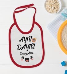 BK Kids Kişiye Özel Aynı Dayısı Tasarımlı Kırmızı Bebek Mama Önlüğü-1