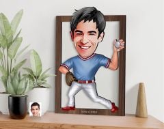BK Gift Kişiye Özel Erkek Beyzbol Karikatürlü 3D Ahşap Tablo-15, Sevgiliye Hediye, Arkadaşa Hediye, Doğum Günü Hediyesi