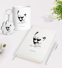 Kişiye Özel Atatürk Temalı Kupa Anahtarlık Beyaz Defter Kalem Hediye Seti-25