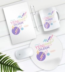 Kişiye Özel Yeni İşinde Başarılar Dilerim Defter Kalem Kupa Mouse Pad Seti-2