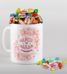 Kişiye Özel Sevgililer Günü Beyaz Kupa ve Haribo Şeker Hediye Seti-8