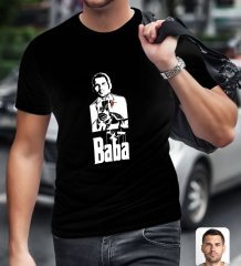 Kişiye Özel Godfather Baba Tasarımlı Siyah T-Shirt-2
