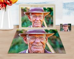 Kişiye Özel Tam Boy Büyükbaba Karikatürlü 1000 Parça Profesyonel Puzzle-1