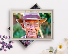 Kişiye Özel Tam Boy Büyükbaba Karikatürlü 1000 Parça Profesyonel Puzzle-1