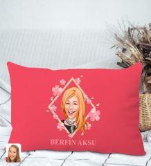 BK Gift Kişiye Özel Anneler Günü Karikatürlü Premium Kumaş Kırmızı Dikdörtgen Kırlent Yastık, Anneler Günü Hediyesi, Ev Dekorasyonu-4