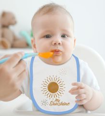 BK Kids My Sunshine Tasarımlı Mavi Bebek Body Zıbın ve Mama Önlüğü Hediye Seti-1