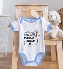 BK Kids Avukat Olucam Tasarımlı Mavi Bebek Body Zıbın-1