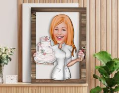 BK Gift Kişiye Özel Kadın Aşçı Karikatürlü 3D Ahşap Tablo, Sevgiliye Hediye, Arkadaşa Hediye, Yıl Dönümü Hediyesi, Doğum Günü Hediyesi-3