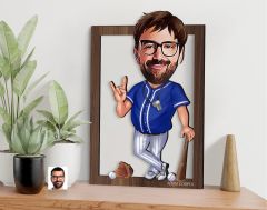 BK Gift Kişiye Özel Erkek Beyzbol Hakem Karikatürlü 3D Ahşap Tablo-1, Sevgiliye Hediye, Arkadaşa Hediye, Doğum Günü Hediyesi