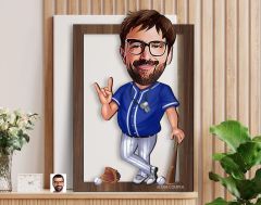 BK Gift Kişiye Özel Erkek Beyzbol Hakem Karikatürlü 3D Ahşap Tablo-1, Sevgiliye Hediye, Arkadaşa Hediye, Doğum Günü Hediyesi