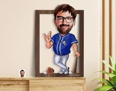 BK Gift Kişiye Özel Erkek Beyzbol Hakem Karikatürlü 3D Ahşap Tablo-1, Sevgiliye Hediye, Arkadaşa Hediye, Doğum Günü Hediyesi