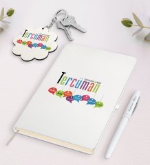 Kişiye Özel Tercüman Beyaz Defter Kalem Ve Anahtarlık Hediye Seti