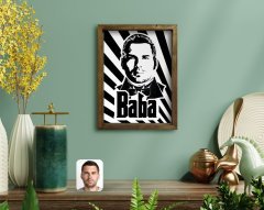 Kişiye Özel Godfather Baba Silüet Tasarımlı Doğal Masif Ahşap Çerçeveli Tablo-1