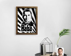 Kişiye Özel Godfather Baba Silüet Tasarımlı Doğal Masif Ahşap Çerçeveli Tablo-1
