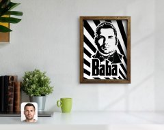 Kişiye Özel Godfather Baba Silüet Tasarımlı Doğal Masif Ahşap Çerçeveli Tablo-1