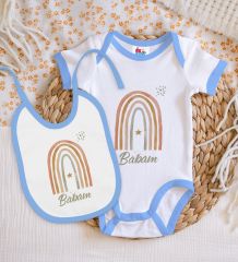 BK Kids Babam Tasarımlı Mavi Bebek Body Zıbın ve Mama Önlüğü Hediye Seti-1