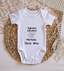BK Kids İsimli Uykusuz Gecelere Merhaba Tasarımlı Bebek Body Zıbın - Model 1