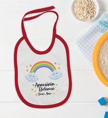 BK Kids Kişiye Özel Annesinin Bir Tanesi Tasarımlı Kırmızı Bebek Mama Önlüğü-1
