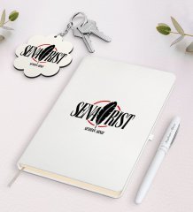 Kişiye Özel Senarist Beyaz Defter Kalem ve Anahtarlık Hediye Seti-2