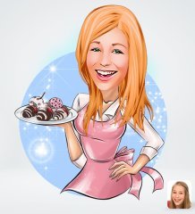 Kişiye Özel Kadın Aşçı Tasarımlı Dijital Karikatür-4