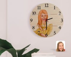 Kişiye Özel Marilyn Monroe Karikatürlü Otantik Ahşap Palet Saat