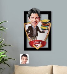 Kişiye Özel İsimli Erkek Öğretmen Karikatürlü 3D Ahşap Tablo-1