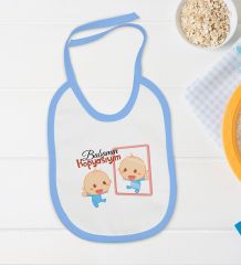 BK Kids Babamın Kopyasıyım Tasarımlı Mavi Bebek Body Zıbın ve Mama Önlüğü Hediye Seti-1