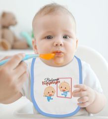 BK Kids Babamın Kopyasıyım Tasarımlı Mavi Bebek Body Zıbın ve Mama Önlüğü Hediye Seti-1