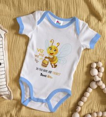 BK Kids Kişiye Özel Mavi Bebek Body Zıbın - Model 66