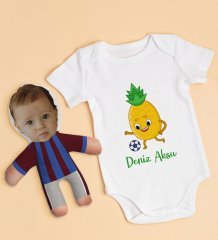 BK Kids Kişiye Özel Fotoğraflı Bebek Yastık ve Bebek Body Zıbın Hediye Seti - Model 5.3