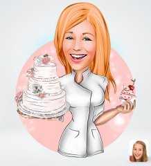 Kişiye Özel Kadın Aşçı Tasarımlı Dijital Karikatür-3