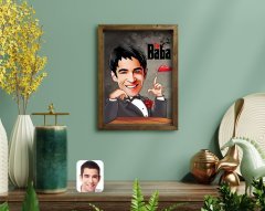 Kişiye Özel Godfather Baba Karikatürlü Doğal Masif Ahşap Çerçeveli Tablo-7