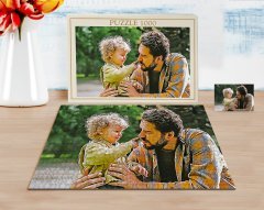 Kişiye Özel Tam Boy Baba ve Oğul Karikatürlü 1000 Parça Profesyonel Puzzle-1