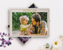 Kişiye Özel Tam Boy Baba ve Oğul Karikatürlü 1000 Parça Profesyonel Puzzle-1