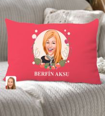 BK Gift Kişiye Özel Anneler Günü Karikatürlü Premium Kumaş Kırmızı Dikdörtgen Kırlent Yastık, Anneler Günü Hediyesi, Ev Dekorasyonu-1