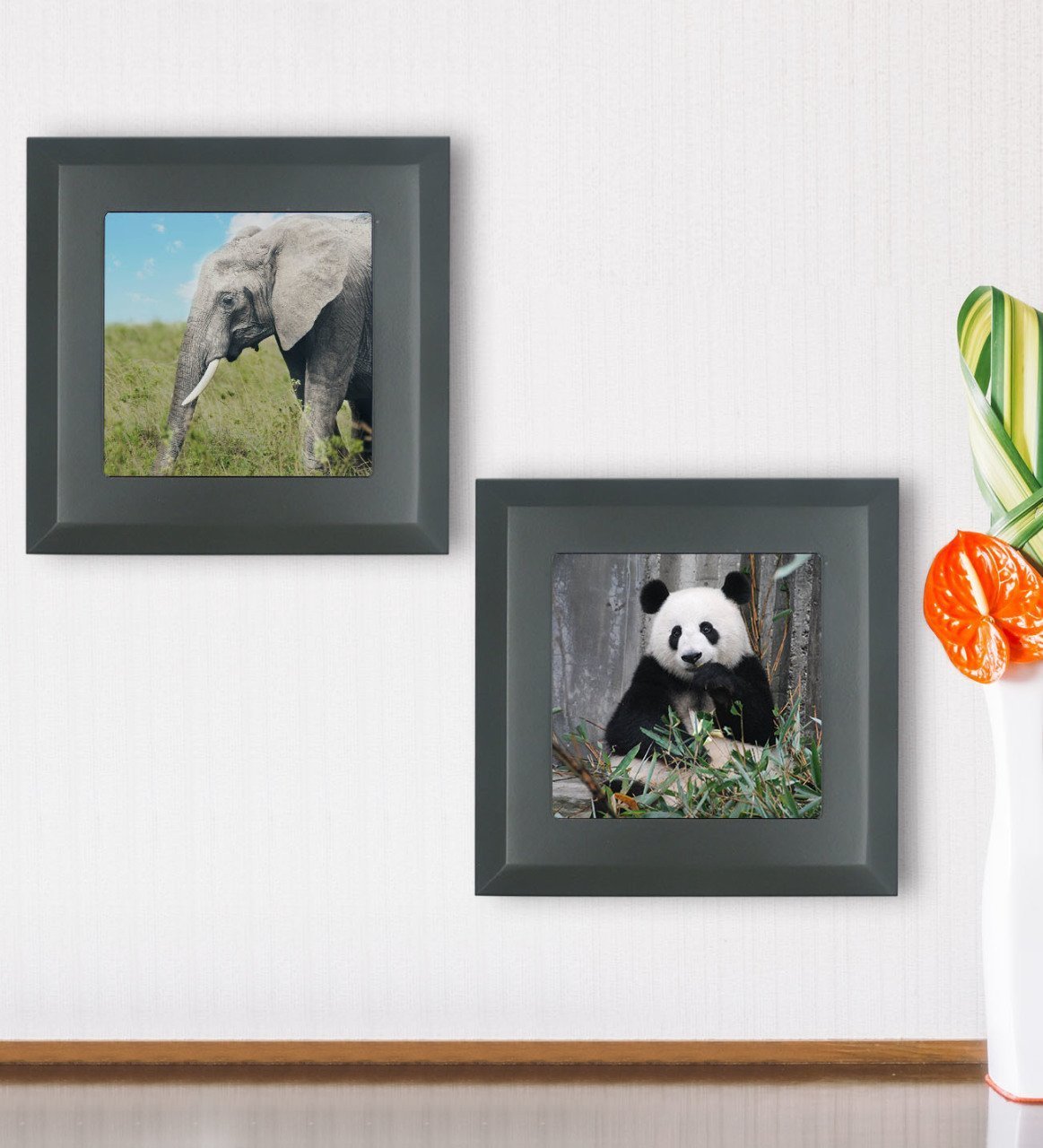 BK Gift 2’li Fil ve Panda Tasarımlı Ahşap Çerçeveli Taş Duvar Dekoru-24