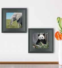 BK Gift 2’li Fil ve Panda Tasarımlı Ahşap Çerçeveli Taş Duvar Dekoru-24