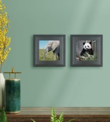 BK Gift 2’li Fil ve Panda Tasarımlı Ahşap Çerçeveli Taş Duvar Dekoru-24